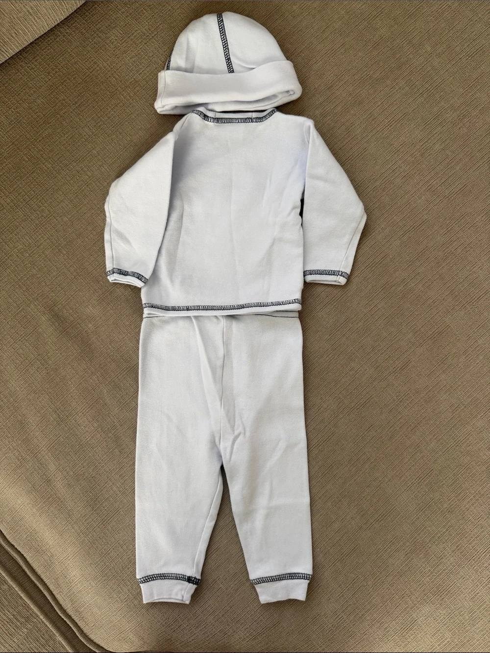Baby Steps Light Blue Matching Set with Navy Trim and Hat and Cars detail
